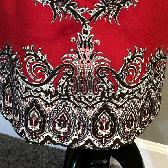 Talbots size 4 women’s below the knee dress color red and black short sleeves - Picture 5 of 8